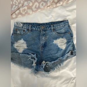 Medium Wash Litz High Waisted Distressed Shorts